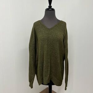 Anna Olive V-Neck Women's Sweater